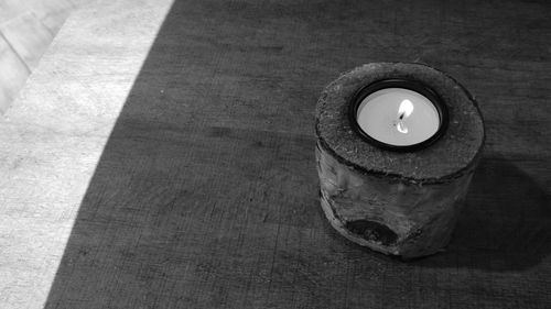 High angle view of black coffee on table