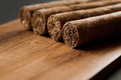 Close-up of cigarette on table