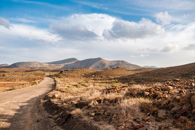 Scenic view of volcano landscape against sky