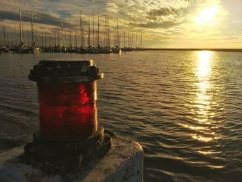 Scenic view of sea at sunset