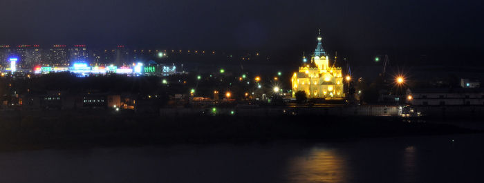 Illuminated buildings at night