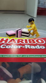 High angle view of toys on table