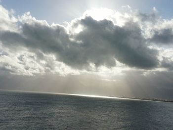 Scenic view of sea against cloudy sky