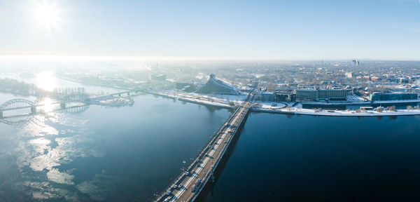 Bridge over river daugava in riga, latvia