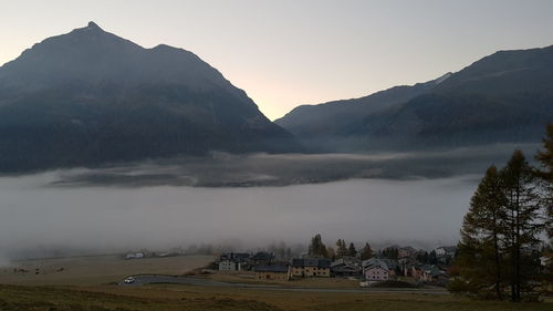 Scenic view of mountains against sky