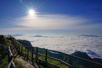 Scenic view of mountains against sky during winter