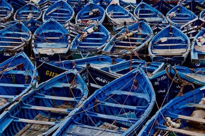 Full frame shot of boats moored at harbor