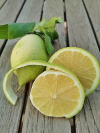 Close-up of lemon on table