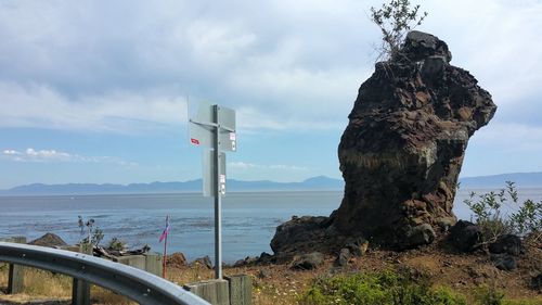 Scenic view of sea against cloudy sky