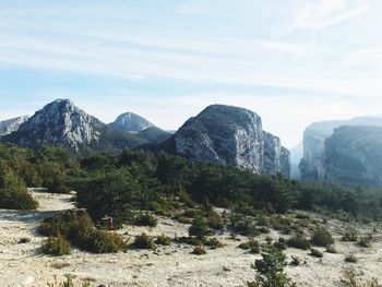 Scenic view of mountains against sky