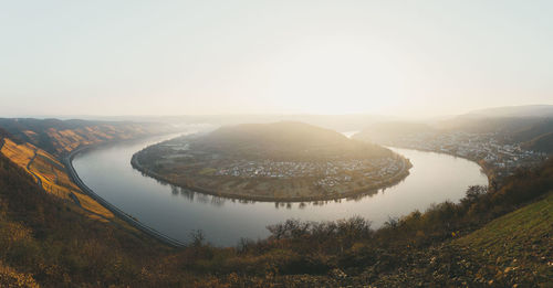 Scenic view of the rhine river bend in boppard, germany 