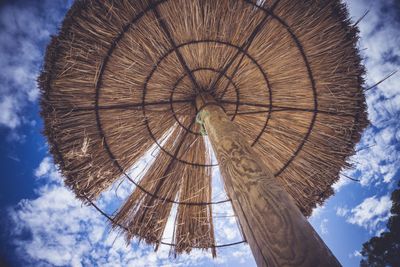 Low angle view of roof against sky