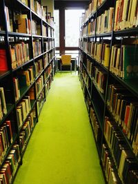 Row of books in library