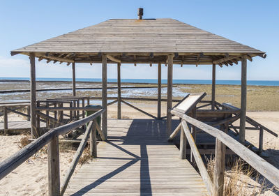 Pier over sea against clear sky