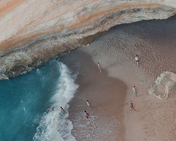 High angle view of people on beach