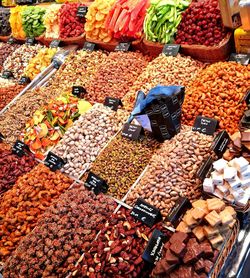 Various fruits in market stall