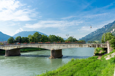 Bridge over river against sky