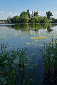 Scenic view of lake against sky