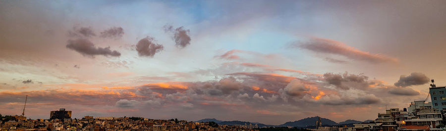 Scenic view of landscape against sky during sunset