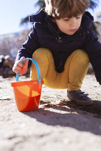 Rear view of boy wearing hat