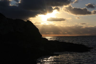 Scenic view of sea against cloudy sky