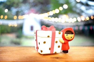 Close-up of toy car on table