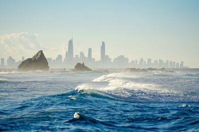 City skyline at waterfront