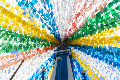 View of a square decorated for the festa junina de sao joao in the city of taperoa in bahia, brazil.