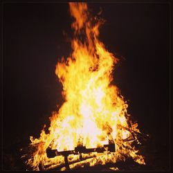 Close-up of bonfire at night