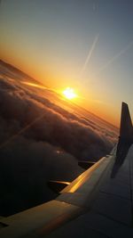 Aerial view of landscape at sunset