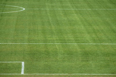 High angle view of soccer field