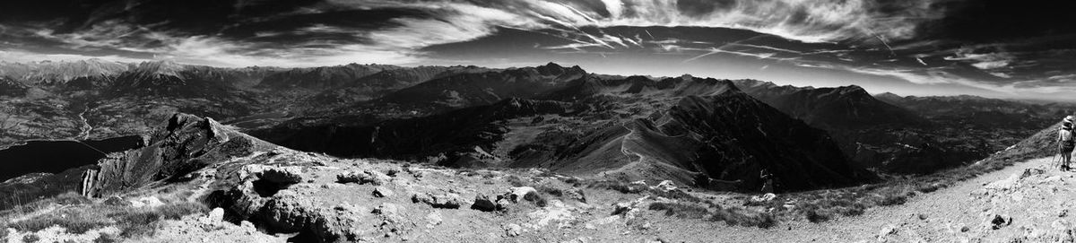 Panoramic view of mountains against sky