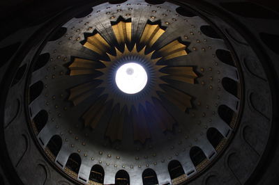 Low angle view of illuminated ceiling in building