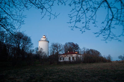 Built structure against sky at night