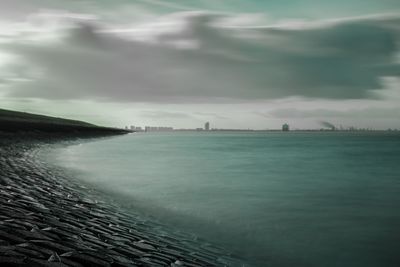 Scenic view of sea against cloudy sky