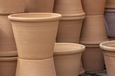 Close-up of stack of pot