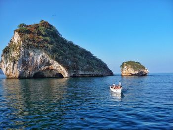 Scenic view of sea against clear sky