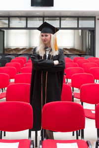 Portrait of woman in graduation