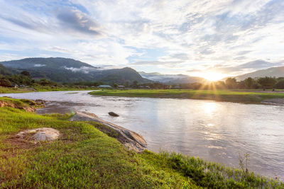 Scenic view of lake against sky