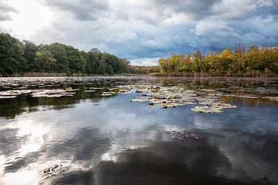 Scenic view of lake against sky