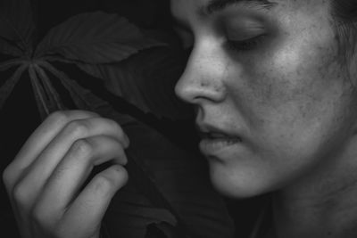 Close-up portrait of man looking away