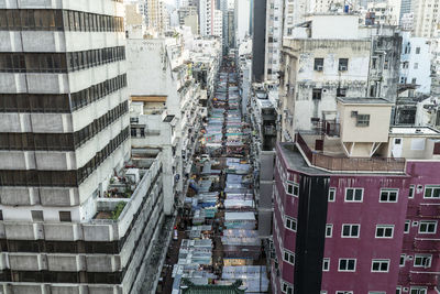 High angle view of city street