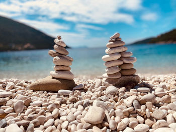 Stack of stones on beach