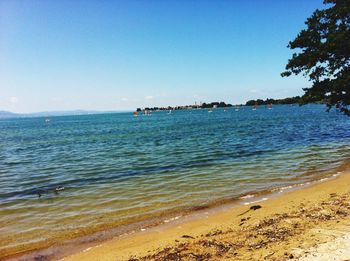 Scenic view of sea against clear sky