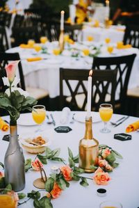 Close-up of diy table setting 