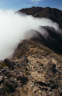 Scenic view of mountains against sky