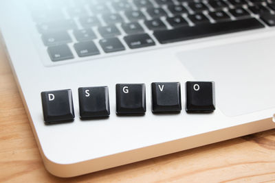 Close-up of computer keys on laptop