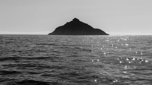 Scenic view of sea against clear sky