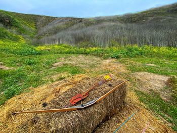 Scenic view of land against sky