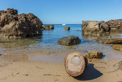 Scenic view of sea against clear sky